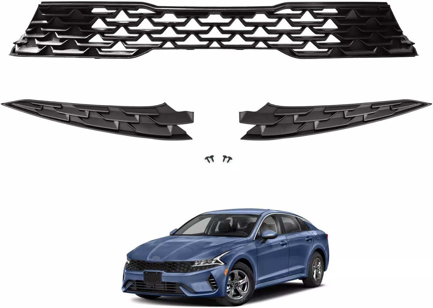 Front Grille & Cover with Camera Hole Compatible with 2021-2023 Kia K5 EX LX LXS Models 86351L3000