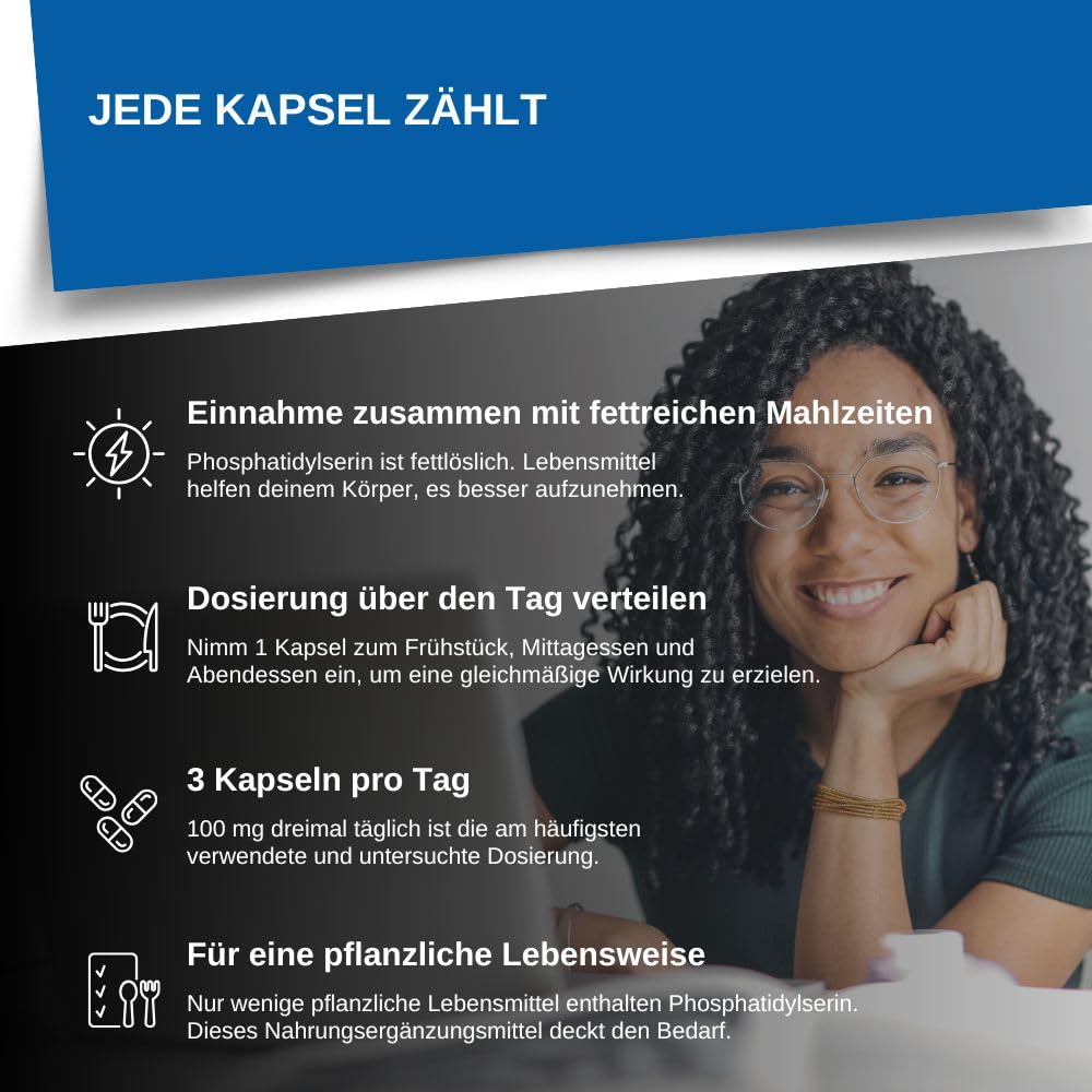 Intelligent Labs Phosphatidylserin-Nahrungsergänzungsmittel 100 mg, 90 hochwirksame Kapseln, 100% Soja und allergenfrei, reines Phosphatidylserin aus Sonnenblumenlecithin