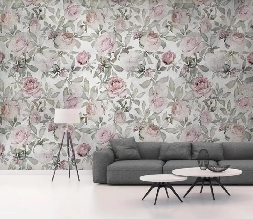 Papier peint 3D rose frais ILIYA tissu non tissé chambre salon mur
