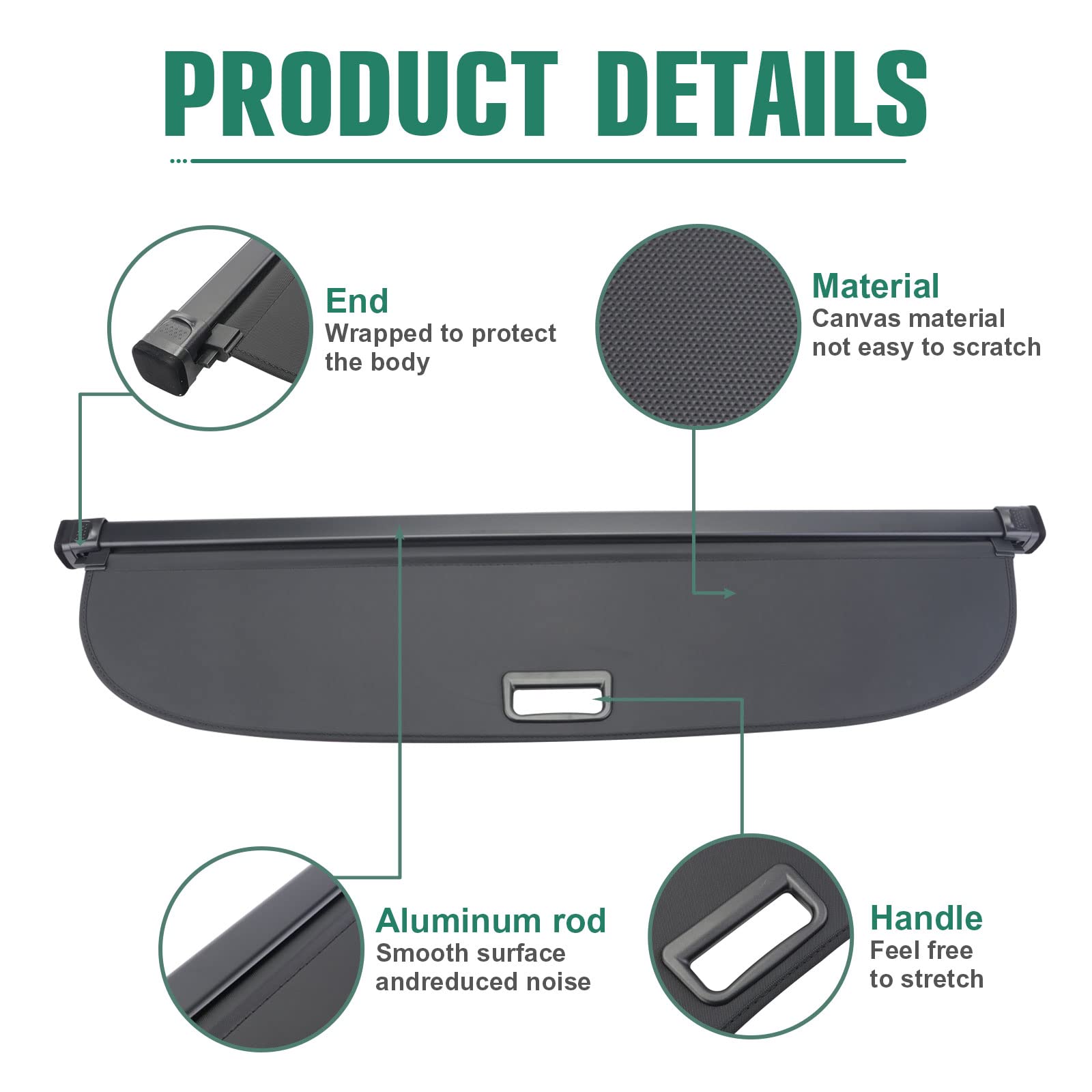 SAOKNCE Cargo Cover Fit for 2016 2017 2018 2019 2020 2021 2022 RX RX350 RX450h (Not for RX350 L or RX450h L) Rear Storage Waterproof Retractable Rear Trunk Security Cover Shielding Shade Black