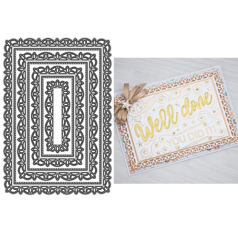 Background Plate Die Cuts for Card Making, Rectangular Lace Metal Cutting Dies for Paper Scrapbooking, DIY Stencils for Album Party Wedding Festivals Decoration — image 1