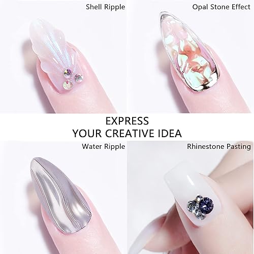 Miniatura 5 de Lofuanna Constructor de gel transparente LEDUV  2 piezas de fórmula autonivelante, cepillo y lima de arte de uñas, fortalece las uñas naturales,