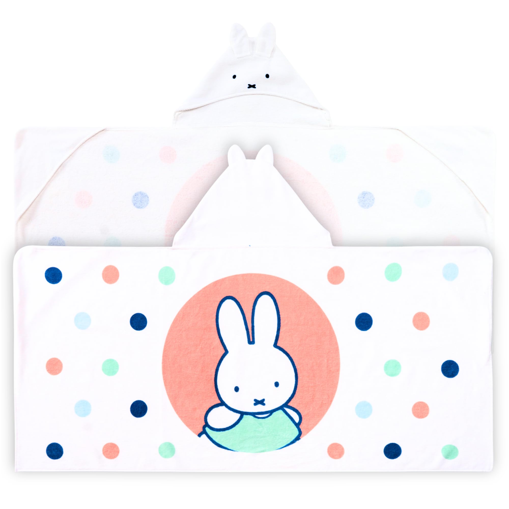 Miffy Kids Super Soft Bath/Pool/Beach Soft Cotton Terry Hooded Towel Wrap, 24 in x 50 in (Officially Licensed Product) By Franco