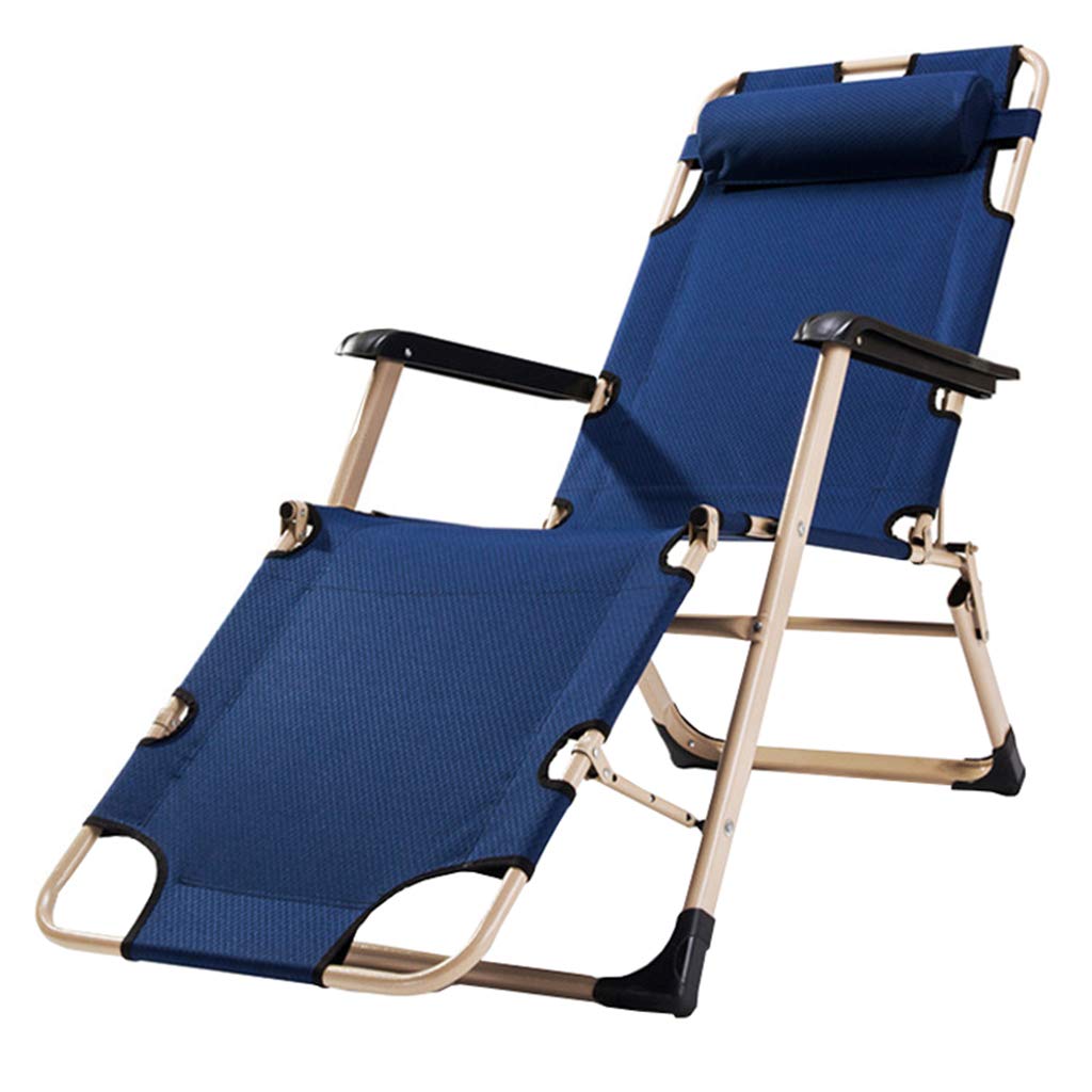 Chaise Longue Gravité Zéro Pliable Bleue avec Appui-tête pour Jardin et Camping