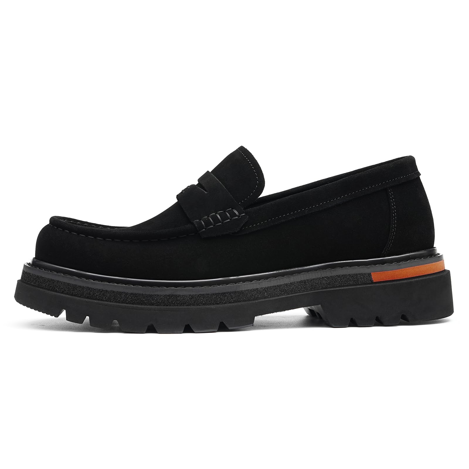 Generisch Herren Retro Bequeme Dicke Sohle Loafers Wildleder Freizeit Mokassins Slip On Schuhe