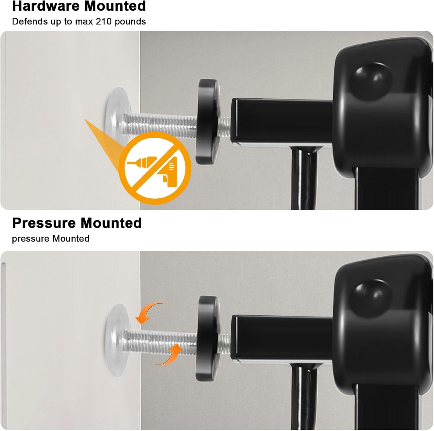 Extra Wide Baby Gate Tension Indoor Safety Gates Black Metal Large Pet Gate Pressure Mounted Walk Through Long Dog Gate for The House Doorways Stairs (62.2 Inch-66.9 Inch/158cm-170cm, Black)