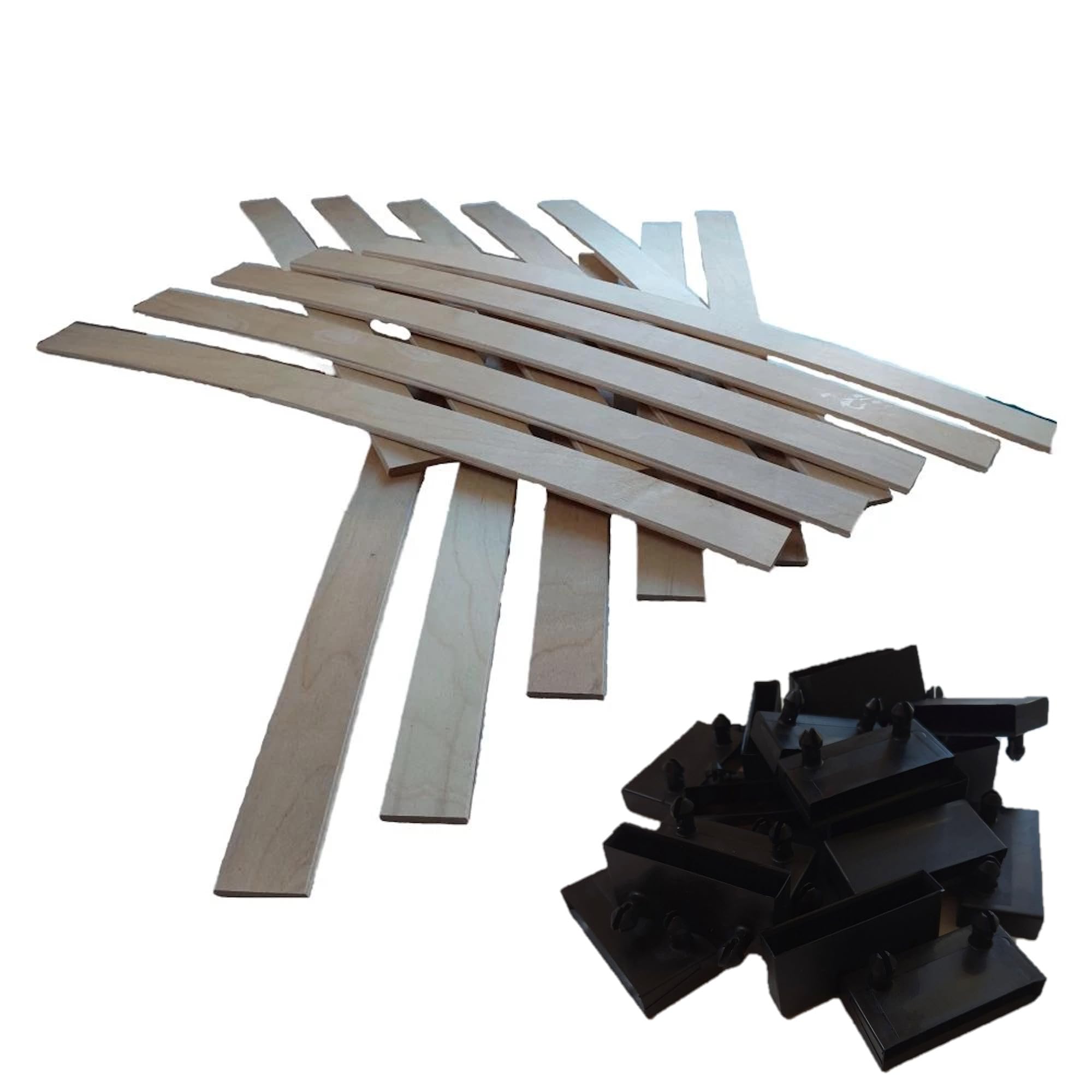 Lattes pour lit 70 cm pièces sommier bois hêtre embouts inclus