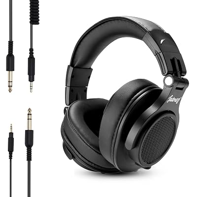 Juarez JRDJ400 Wired Over Ear DJ Headphones with Mic – 40mm Neodymium Drivers, 3.5mm/6.35mm Dual Jack, Foldable Design, 