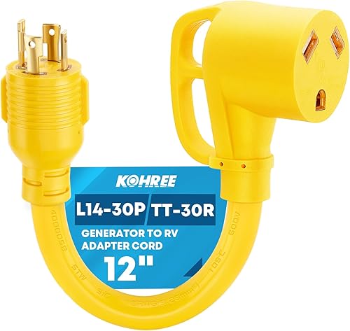 Vista 12 de Kohree NEMA L5-30P a 14-50R Cable adaptador de generador, 3 clavijas de 30 amperios con bloqueo giratorio a receptáculo de 50 amperios, STW 10 AWG