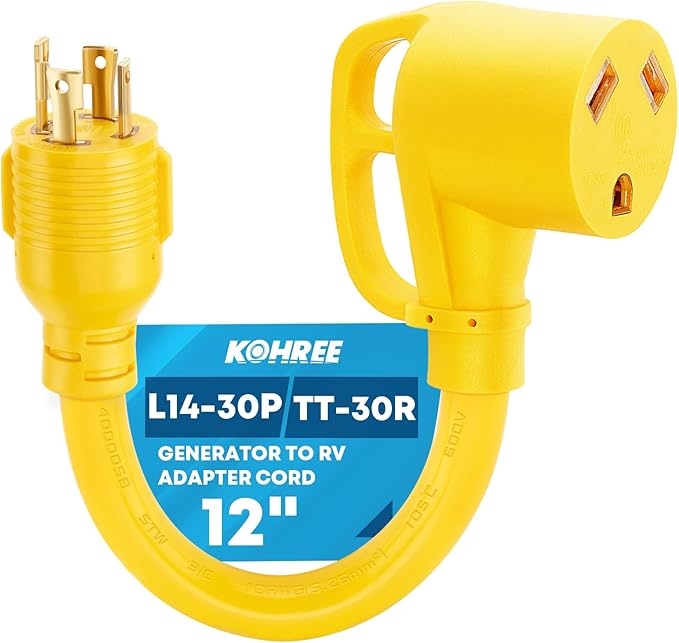 Kohree 4 Prong 30 Amp to 30 Amp Generator to RV Adapter