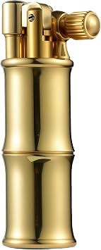 Classic Mini Portable Brass Kerosene Lighter,Soft-Flame, Refillable Fluid Lighters, Side-Slide,Grinding Wheel, Unique, Compact, Flip for Boyfriend,Thorens Bamboo