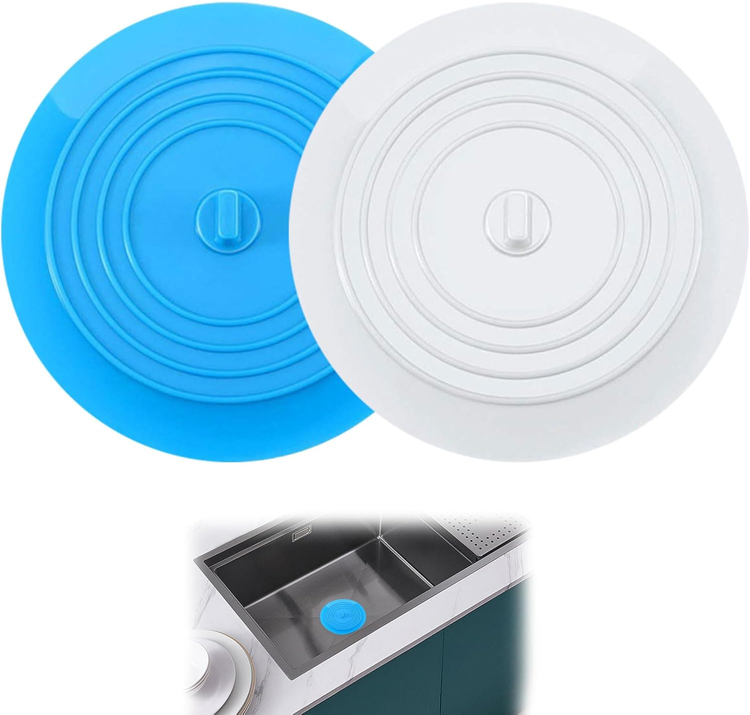 2Pcs Silicone Drain Stoppers,Universal Bath Plug,Sink Drainer Plug