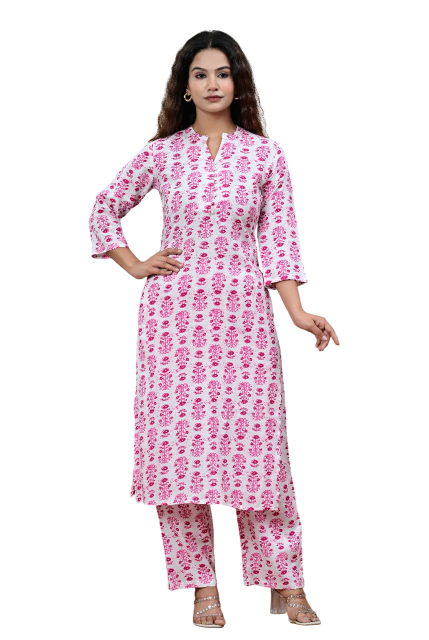 Adhishree trends Latest Floral Printed Straight Kurta with Pant for Women | Kurta and Palazzo Set | Kurti Pant Set | Dailywear Ethnic Cordset | Office Wear Kurti set