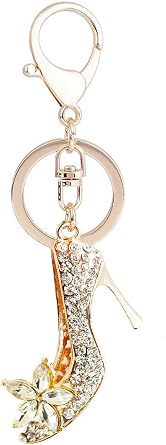 Fashion Rhinestone High-Heeled Shoe Keychain Ring Crystal Shoes Key Chain Women Charm Handbag Key Pendant Bag Jewelry