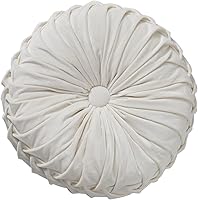 Vista 12 de Almohada redonda de terciopelo de 15 x 15 pulgadas, plisada, redonda, rellena de calabaza, para el hogar, para sofá, silla, cama, suelo de Verde