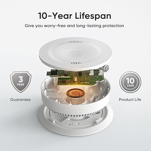 Miniatura 5 de TREATLIFE Detector de humo inteligente WiFi 2 en 1, detector de monóxido de carbono, respaldo de batería, alarma de incendio de humo y CO,