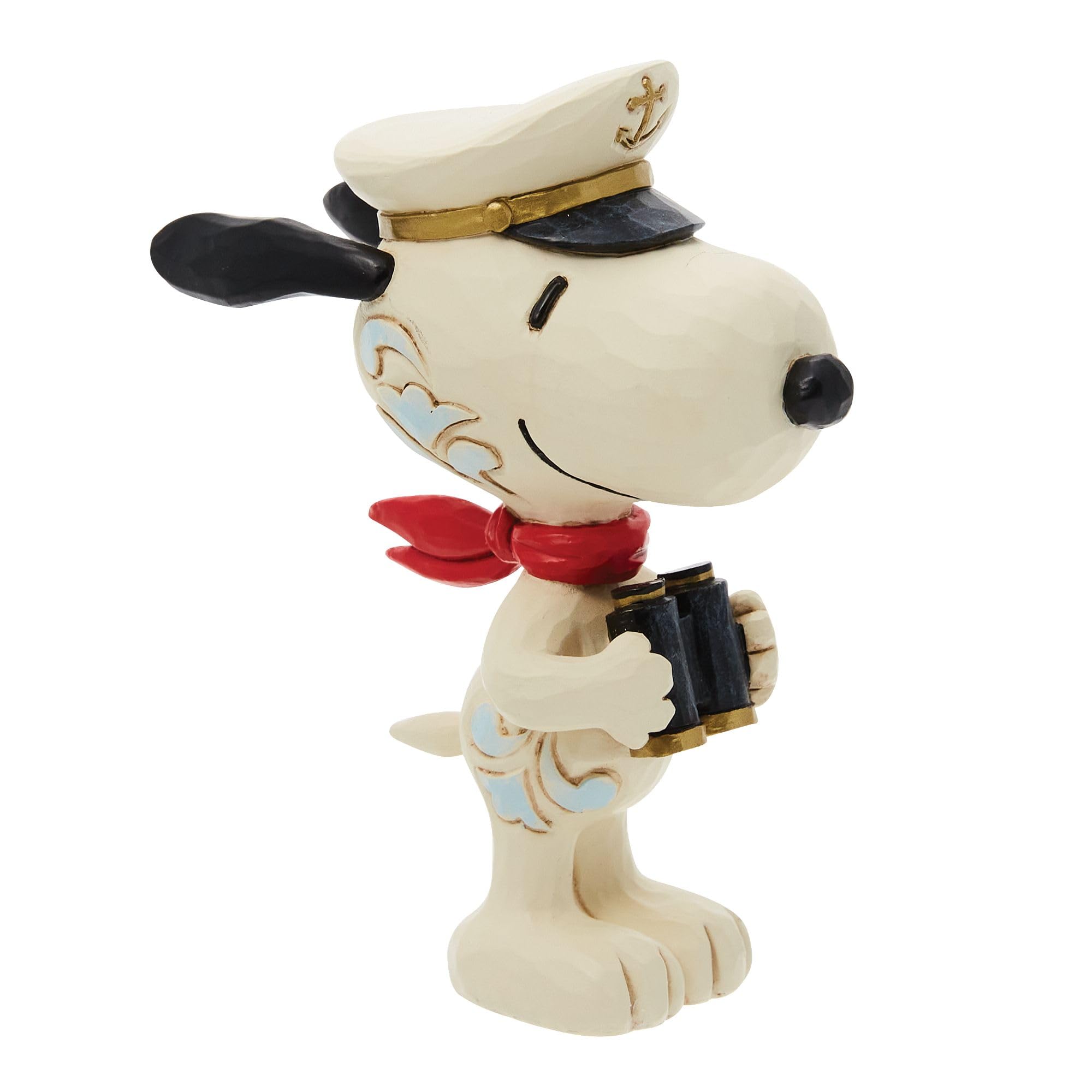 Enesco Peanuts Collection by Jim Shore Snoopy Sailor Captain Miniature Figurine- Stone Resin Hand Crafted Painted Collectible Peanuts Snoopy Mini Figurines Home Decor Statue, 3.5 Inch