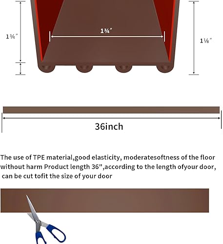 Miniatura 7 de Paquete de 2 topes de puerta para cortar, adhesivo fuerte para debajo de la puerta, para puertas exteriores e interiores, 36 pulgadas de longitud
