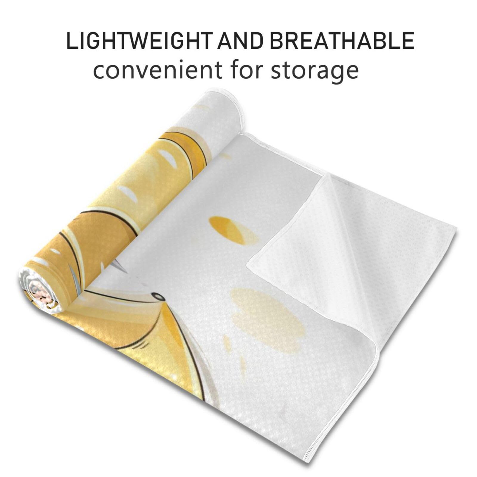 Wassud Cute Cartoon Elephant Yoga Towel Mat with Organizer Bag Sweat Absorbent Yoga Mat Towel Non Slip for Hot Yoga Pilate Fitness 27