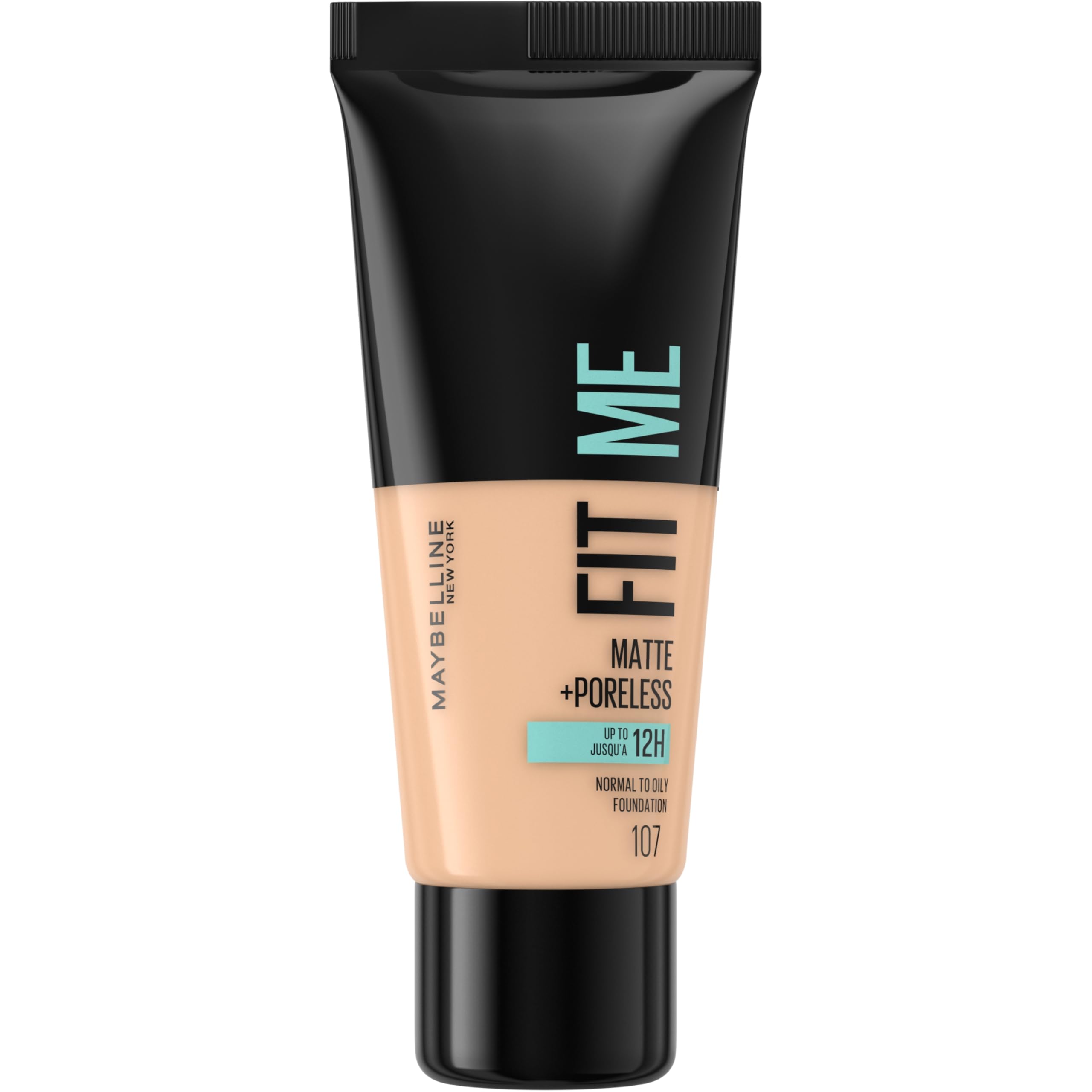Fit Me Foundation, Medium Coverage, Blendable With a Matte and Poreless Finish, For Normal to Oily Skin, Shade: 107 Rose Beige, 30ml