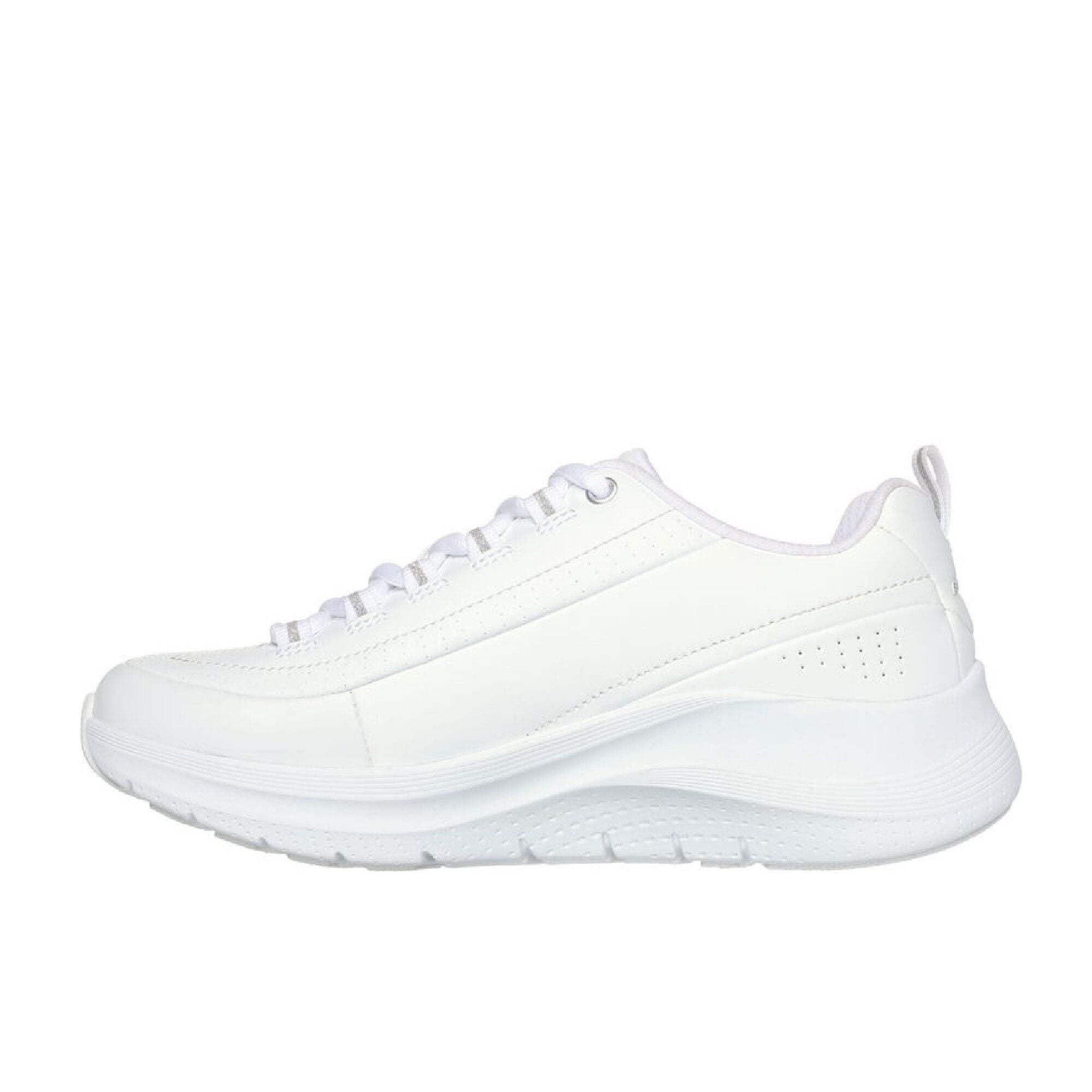 Skechers Arch Fit 2.0 Star Bound - Tenis para Mujer, Piel Blanca y Ribete Plateado, 36 EU