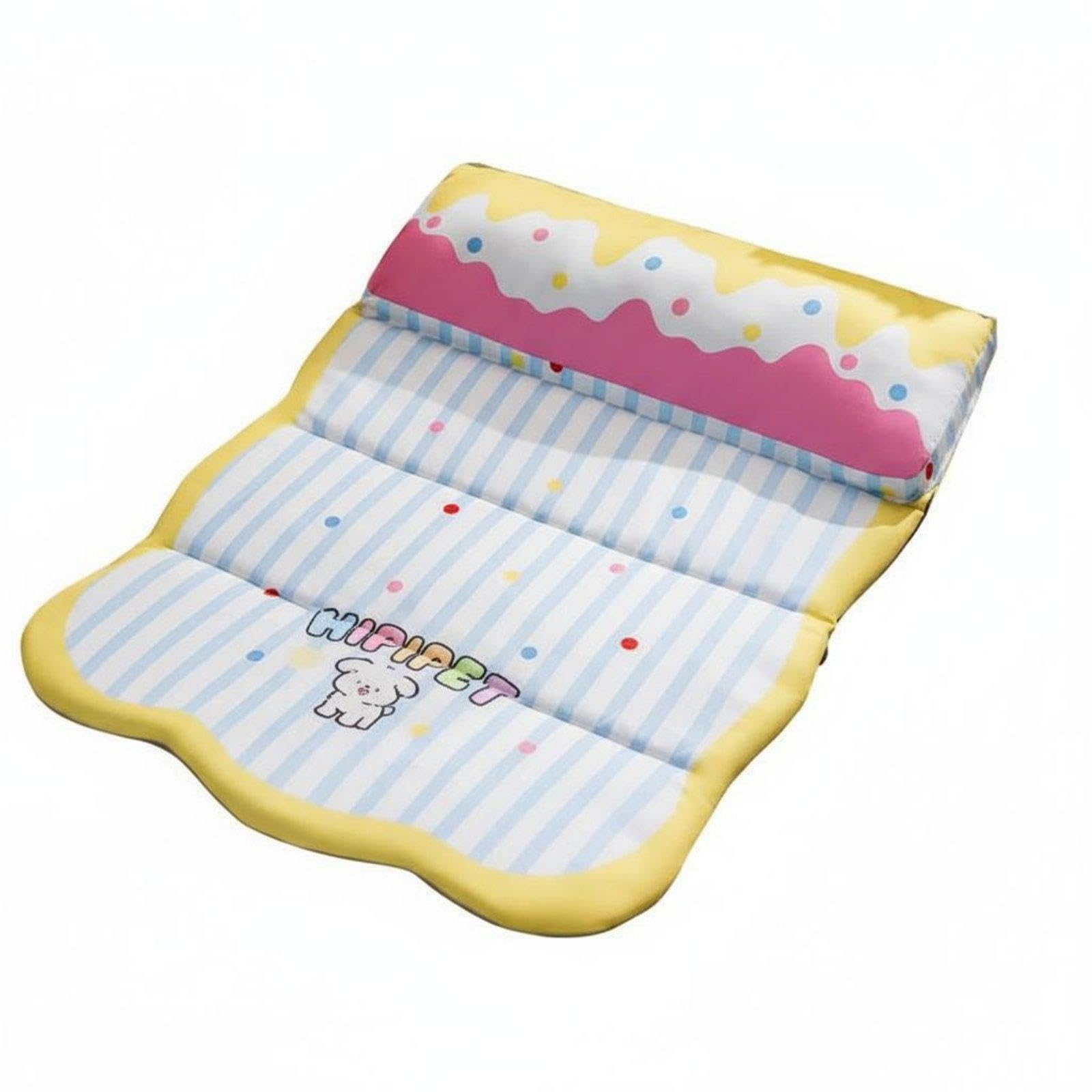 Foldable Pet Mat with Pillow Easy to Clean Waterproof Dog Sleeping Pad Wear-Resistant Three-Fold Pet Sleeping Mat for Dogs, Kennels, Car Travel Yellow S|Pet Supplies| Dog Supplies| Beds-image-28