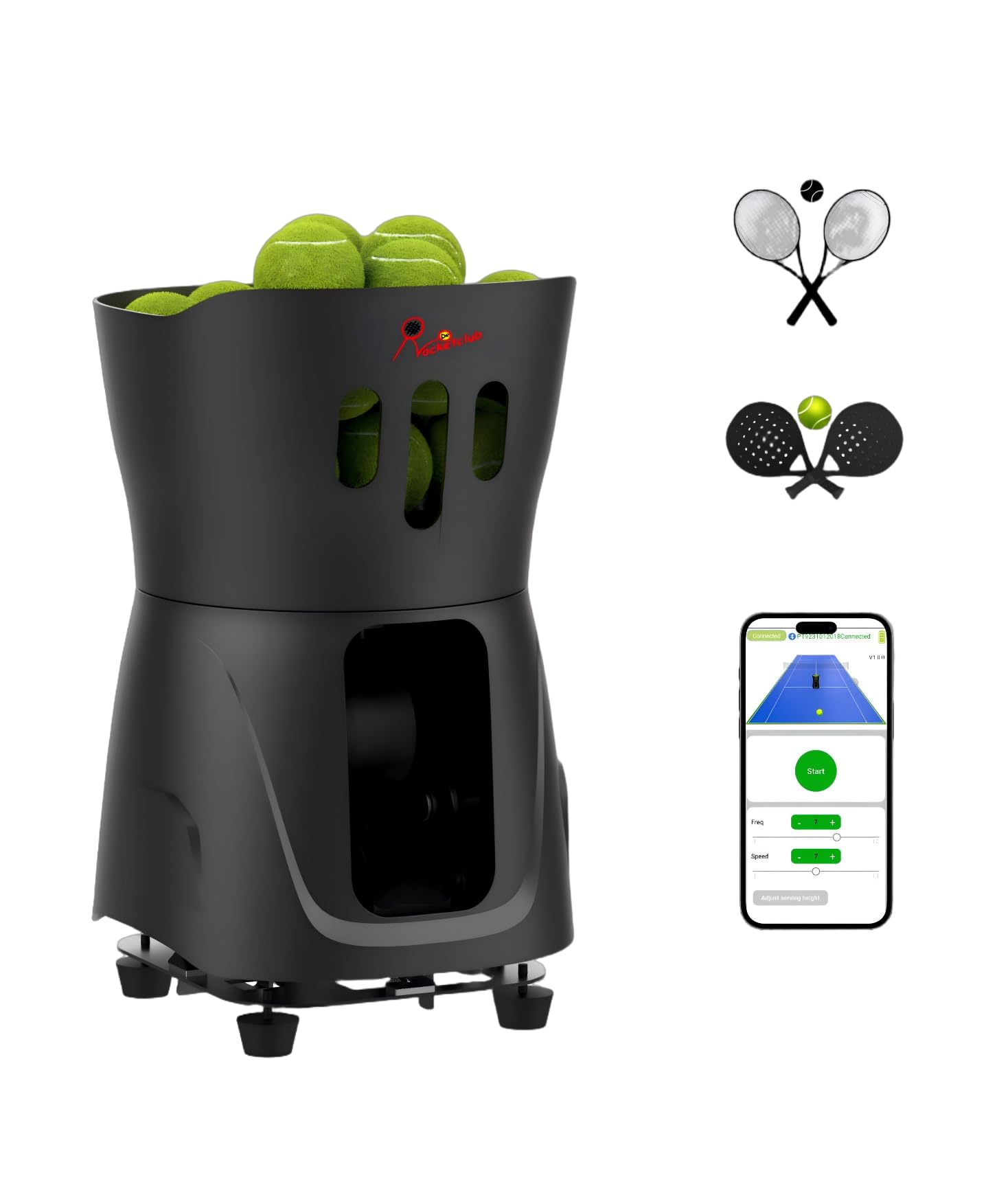Racketclub Mini-Pusun PT Mini- Padel Machine-Tennis Machine - Padel Ball Machine - Tennis Ball Machine - Máquina de Pelotas de pádel - Smart App Control
