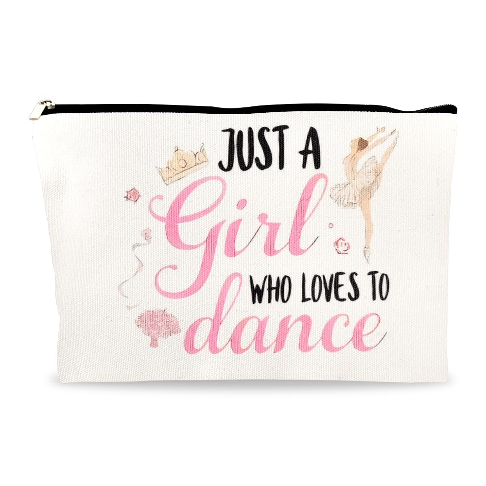 Dancer Themed Gifts for Ballet Dance Lovers Gift for Daugther Sister Just a Girl Who Loves to Dance Travel Makeup Bag for Friend Cosmetic Bags