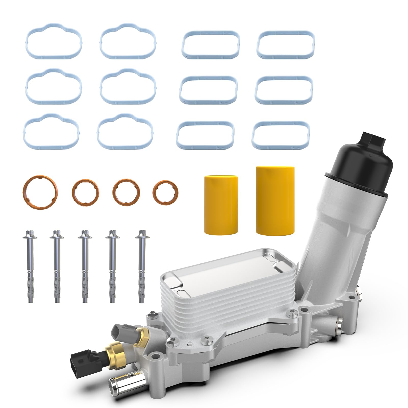 926-959 Aluminum Engine Oil Cooler, Oil Filter Housing Adapter For 2017-2018 Chrysler 200 300, Jeep Cherokee Grand Cherokee,Dodge Charger Challenger Journey Wrangler, Ram ProMaster Replace# 68105583AB