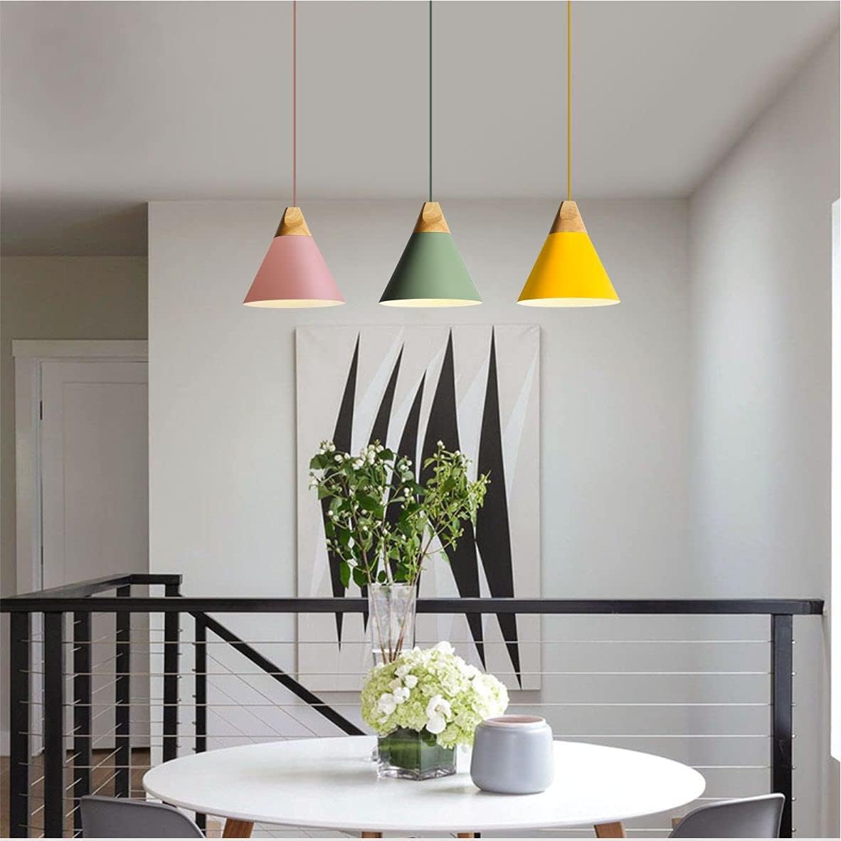 KCO Lighting Cone Pendant Lights Kitchen Island Small Pendant Light 3 Pack Barn Hanging Lights Indoor Nordic Pendant Lighting Pink Pendant Light Fixture