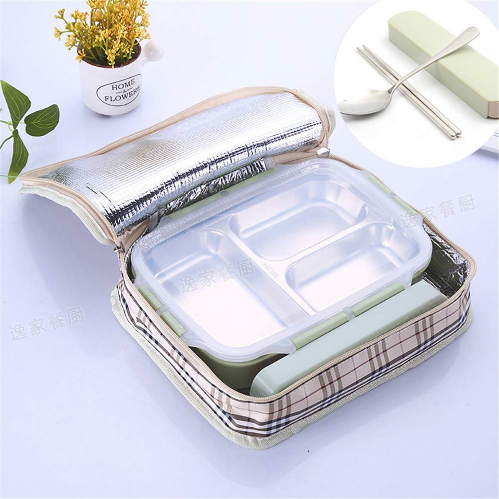 IHOUSE Fiambrera con Aislamiento de Acero Inoxidable + Paquete de Aislamiento,Compartimento a Prueba de Fugas,calefacción por microondas,contenedor de Alimentos para adultos1.1L 20.4x10.7x3.5cm azu