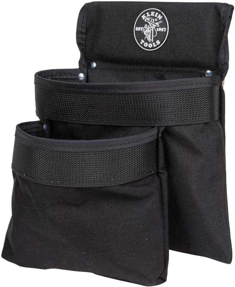 Klein Tools 5702 Tool Pouch, Powerline Series Utility Pouch Fits Tool Belts up to 2.5-Inch, Strong Rivet Reinforced Stitching, 2-Pocket - Image 2