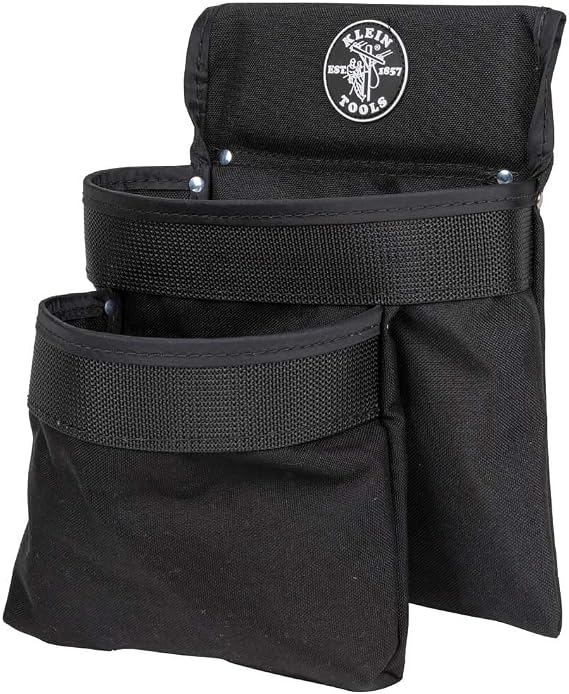 Klein Tools 5702 Tool Pouch, Powerline Series Utility Pouch Fits Tool Belts up to 2.5-Inch, Strong Rivet Reinforced Stitching, 2-Pocket