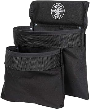 Klein Tools 5702 Tool Pouch, Powerline Series Utility Pouch Fits Tool Belts up to 2.5-Inch, Strong Rivet Reinforced Stitching, 2-Pocket