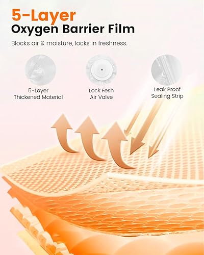 Miniatura 4 de Sellador al vacío portátil para alimentos, 10 bolsas selladoras reutilizables con una potente máquina selladora al vacío de mano de 60 kPa, sellador