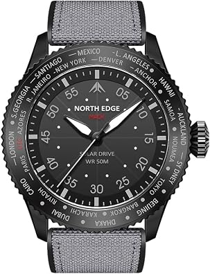 Mens Solar Pilot Watch - Quartz Movement, Mineral Glass, Lightweight & Durable Leather Strap, Model MACH