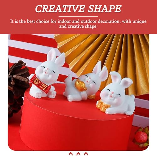 Miniatura 8 de SAFIGLE 12 figuras de conejo del zodiaco chino 2023 bonita estatua de conejo en miniatura accesorios de fiesta de Año Nuevo adornos de conejo de