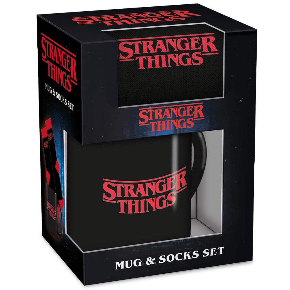 Stranger Things Black (Logo Mug & Sock Set, 315Ml / 11Oz Ceramic Cup, Official Netflix Licensed Merchandise, Premium Drinkware Gift For Fans & Collectors