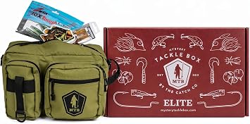 Catch Co Mystery Tackle Box Elite Bass & Pond Prowler Sling Backpack, Fishing Lure Kit, Freshwater Largemout and Smallmouth Bass