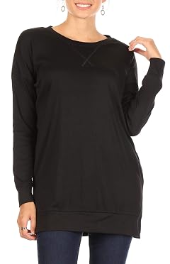 Womens Long Sleeve Tunic Tops for Leggings Casual Pullover Crew Neck Sweater for Fall Winter Everyday Loose Tops