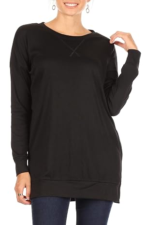 Womens Long Sleeve Tunic Tops for Leggings Casual Pullover Crew Neck Sweater for Fall Winter Everyday Loose Tops