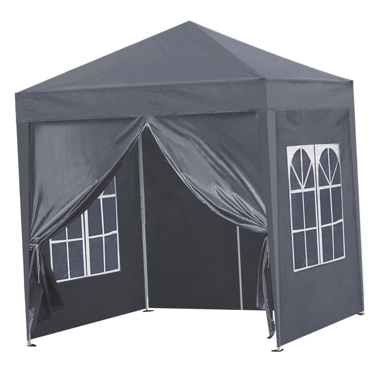 Pawilon ogrodowy 2x2m z 4 zdejmowanymi panelami bocznymi, składany namiot pop-up w pełni wodoodporny i odporny na UV, torba do przenoszenia, przenośny namiot pop-up, szary-3x3m