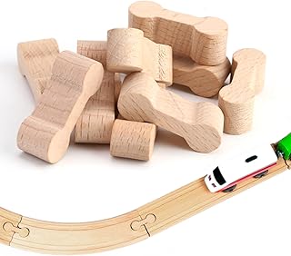 10Pcs Rail Connection Wood Train Track Essential Accessories Connectors Adapters Decoration Compatible for All Wooden Toy Railway Brands Tracks of Thomas Wooden Train Track, Brio World Train