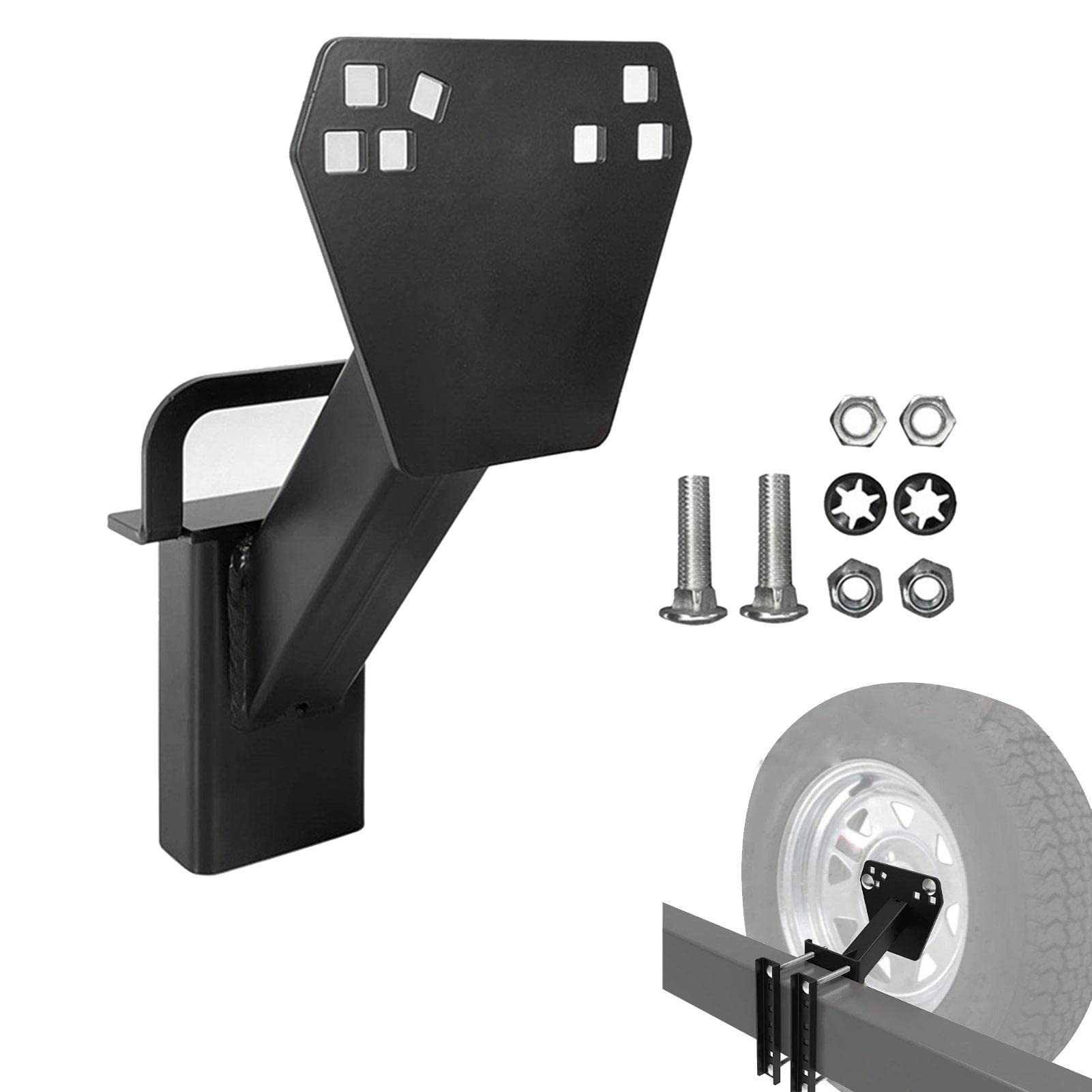Reserveradhalterung für Anhänger - Ersatzreifenhalterung aus Stahl | Anhänger-Ersatzrad-Zubehör für die meisten 4 & 5 & 6 & 8 Stollenräder auf 4" 4,5" 4,75" 5" 5,5" 6,0" 6,5" Lochmustern