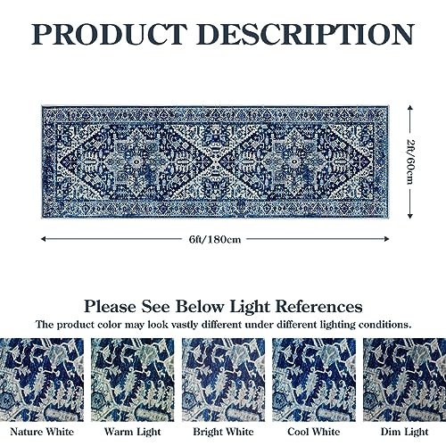 Lahome Boho Washble Hallway Runner Rug - 2X6 Runner Rug Non-Slip Carpet Runner Throw Stain Resistant Non Skid Kitchen Rug Runner Laundry Room Rug thumb #1