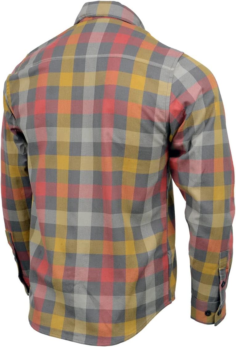 Milwaukee Leather MNG11661 Men's Gray and Red with Yellow Long Sleeve Cotton Flannel Shirt - Image 6