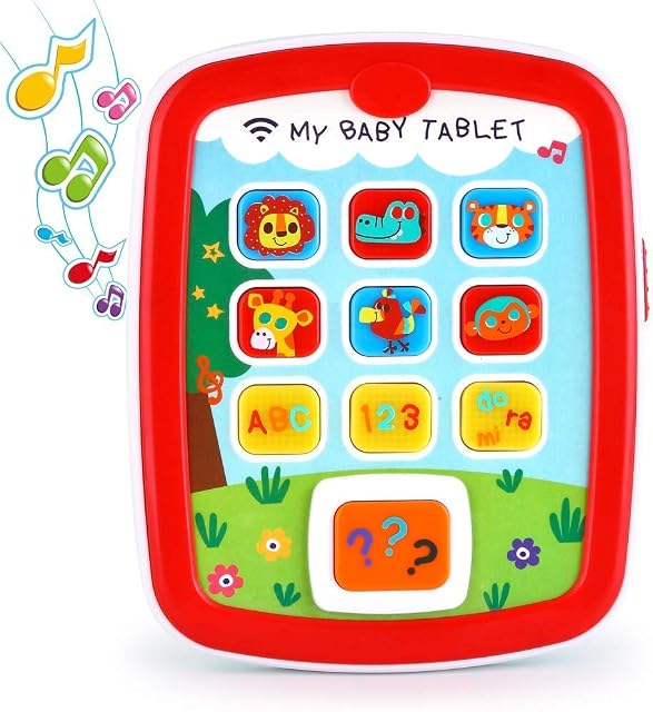 EARSOON Toddler Learning Tablet for 1 Year Old, Baby Ipad for 6M -12M -18M+ with Music & Light, Travel Toy Tablet with Easy ABC Toy, Numbers & Color | My First Learning Tablet