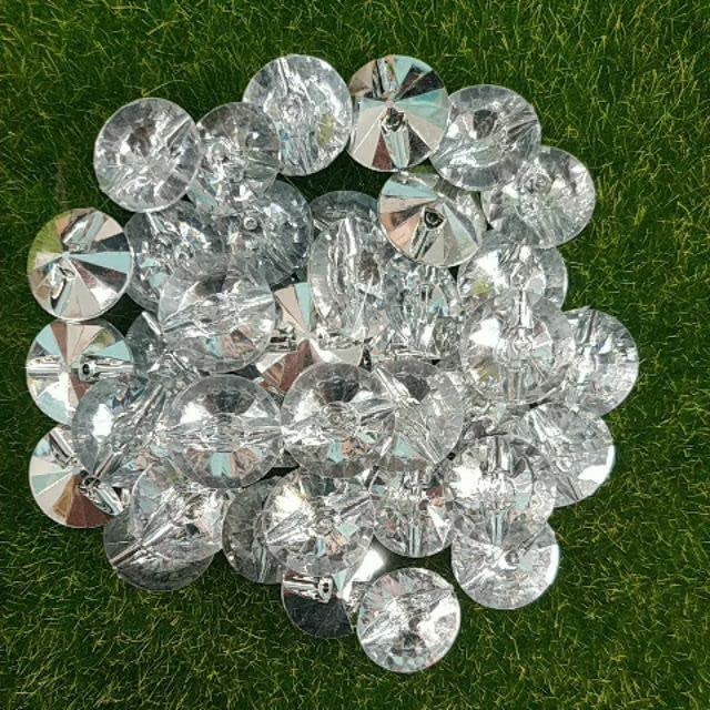 SBE 30 Pcs Crystal Upholstery Silver Round Buttons for DIY Tufted Upholstered Headboard Ottoman Sofa, 20 mm