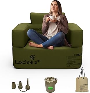 Luxchoice Sofa Hinchable Camping 1 Plaza con Bomba Portátil Desmontable USB Cama Individual Plegable con Tejido Oxford 600D Adecuado para Acampadas Cenas Familiares Air Sofa Couch Inflation