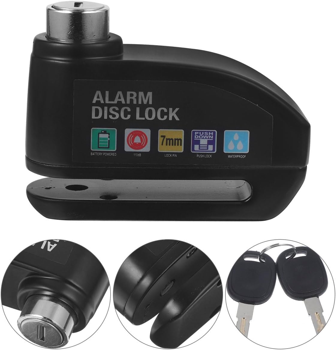 Ciieeo 1set Motorcycle Alarm Disc Brake Lock, Aluminum Alloy Heavy Duty Anti Theft Wheel Rotor Lock with Keys, Security Device for Motorbike Dirt Bike Scooter ATV, Universal Handlebar Caliper Part